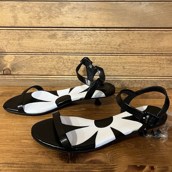 Jeffrey Campbell Women’s Heeled Sandals Size 7.5 Black White Daisy Boho Spring - Picture 5 of 15